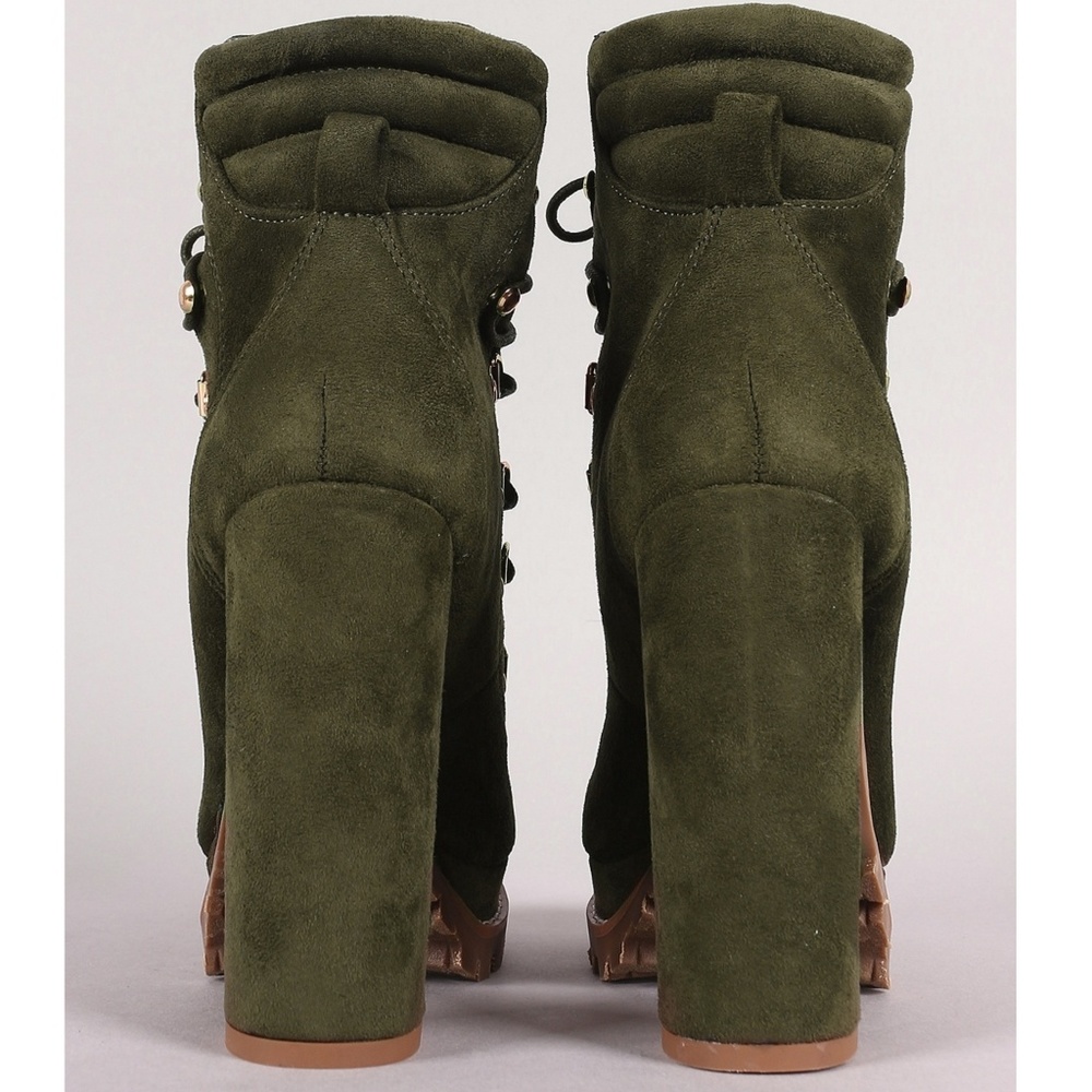 Last Size 8 🖤Suede D-Ring Lace Up Platform Bt - Picture 4 of 8